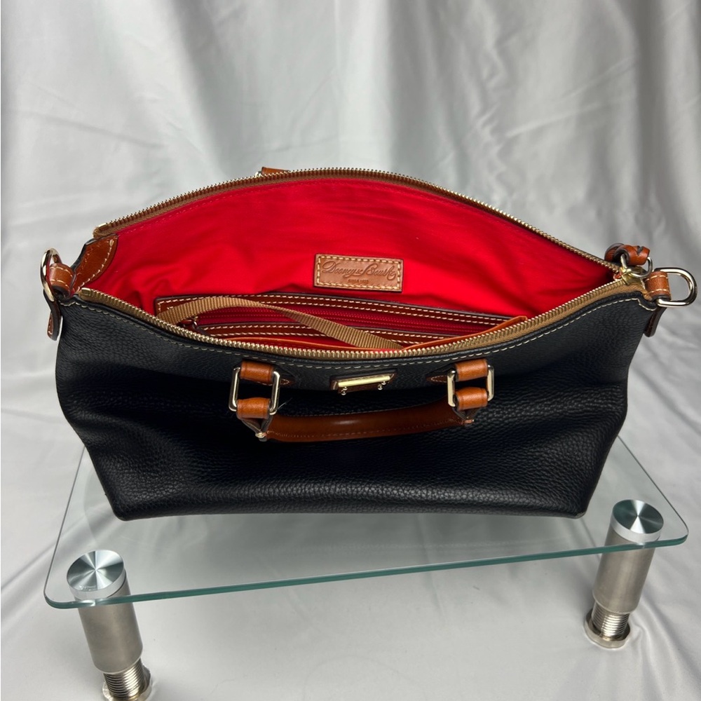 Dooney & Bourke Pebble Grain Leather Satchel Black Brown Bag Purse - Picture 10 of 14